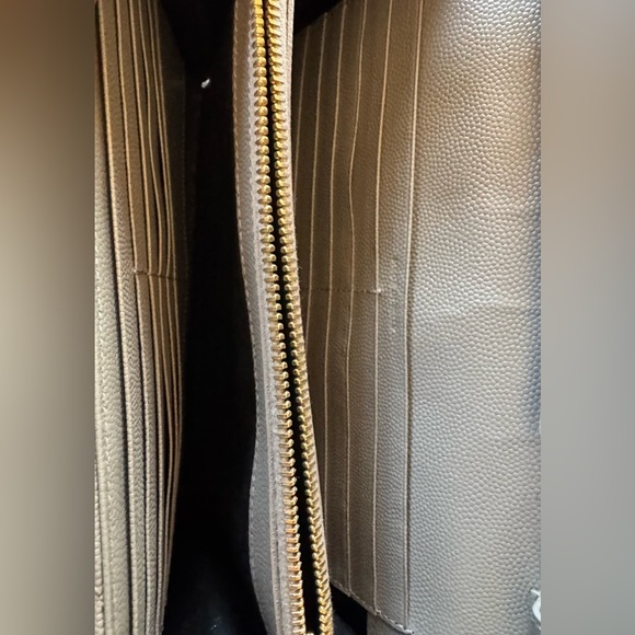 Auth Saint Laurent Gray Caviar Quilted Cassandre Wallet On Chain (WOC) Clutch - Picture 9 of 14